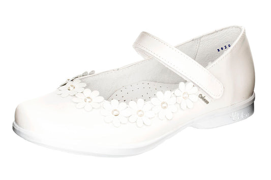 ZAPATO CEREMONIA NIÑA 1323201 PIEL BLANCA NACARADA