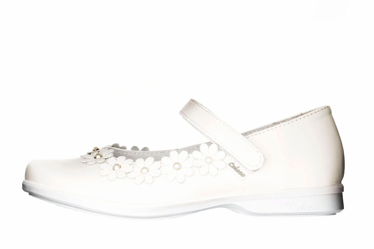 ZAPATO CEREMONIA NIÑA 1323201 PIEL BLANCA NACARADA