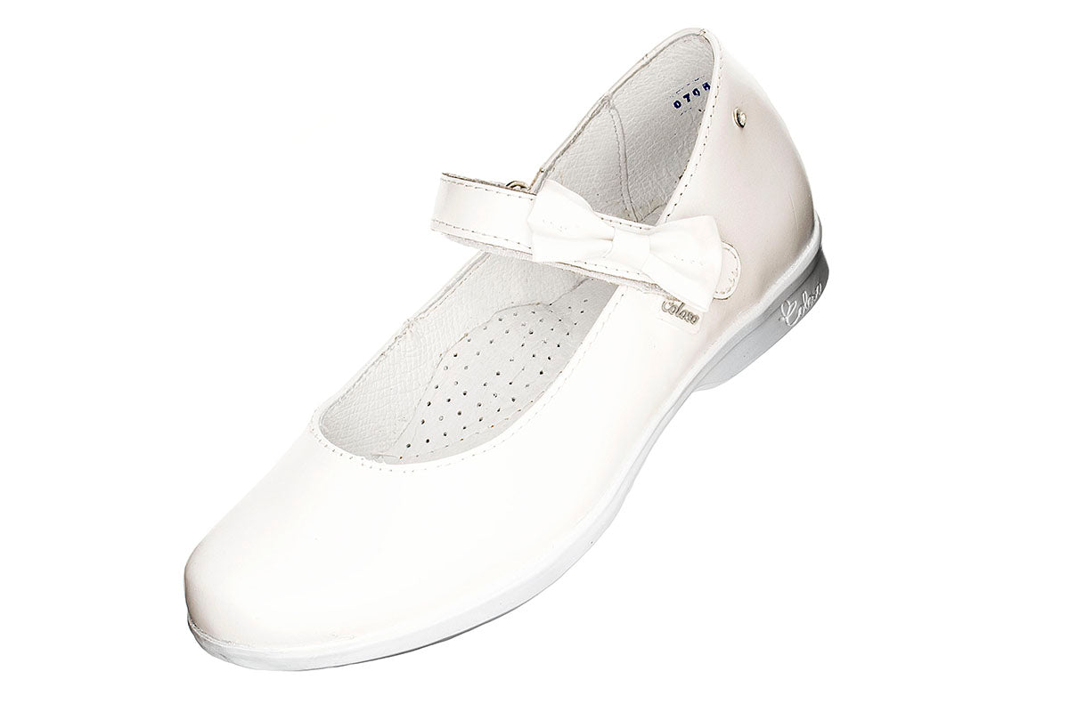 ZAPATO NIÑA 1324411 PIEL BLANCA NACARADA