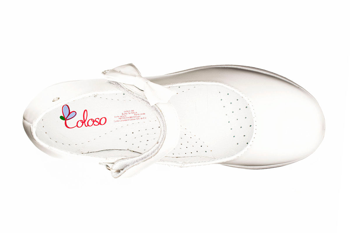 ZAPATO NIÑA 1324411 PIEL BLANCA NACARADA