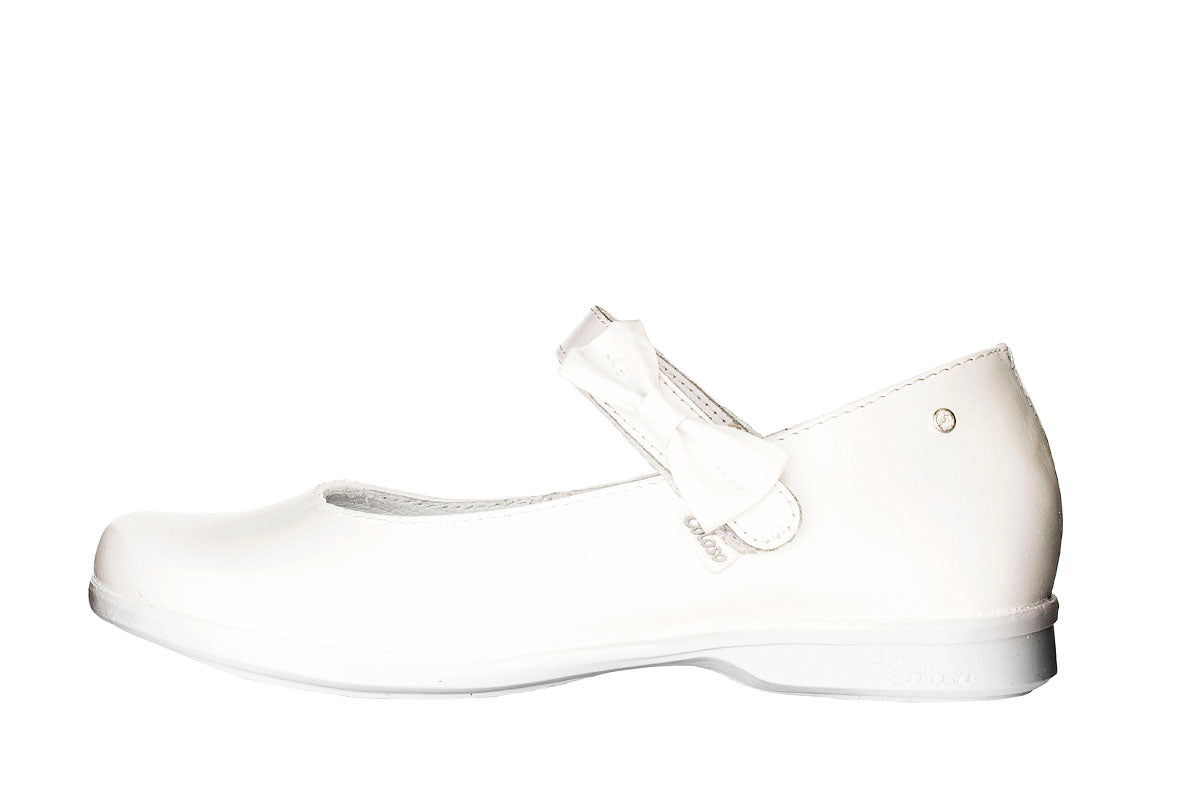 ZAPATO NIÑA 1324411 PIEL BLANCA NACARADA