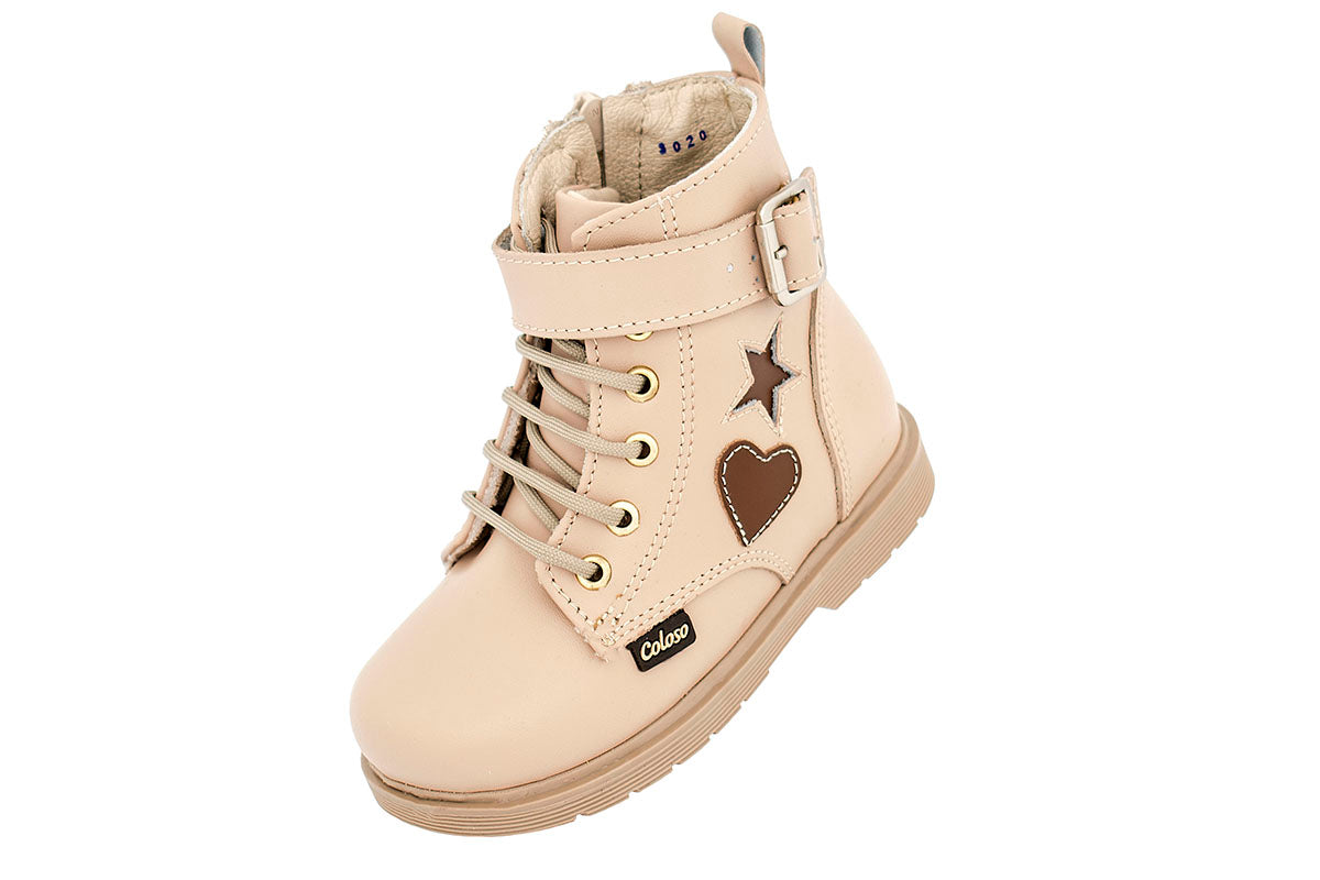 BOTA NIÑA 401604 PIEL BEIGE TUBO BAJO