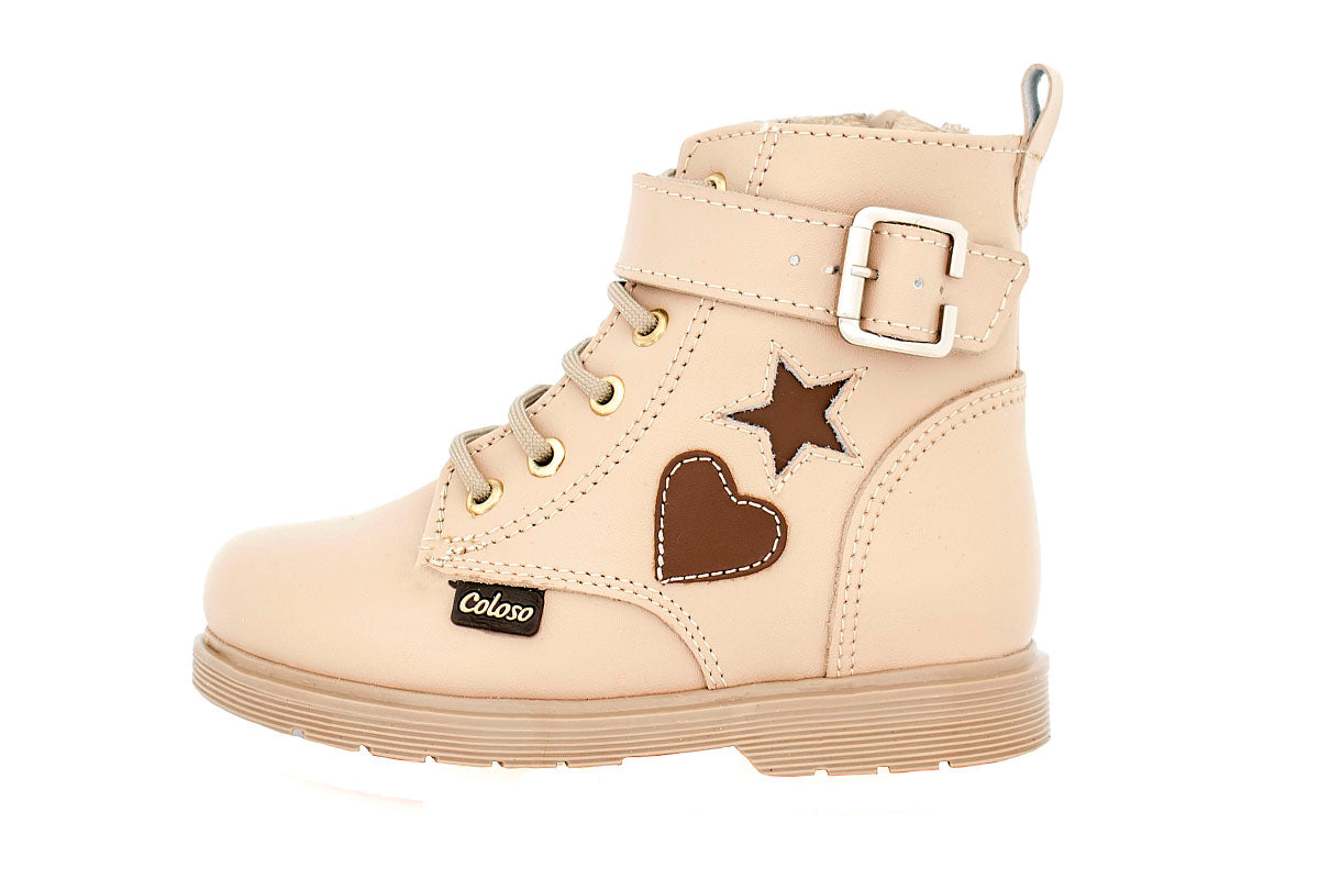 BOTA NIÑA 401604 PIEL BEIGE TUBO BAJO