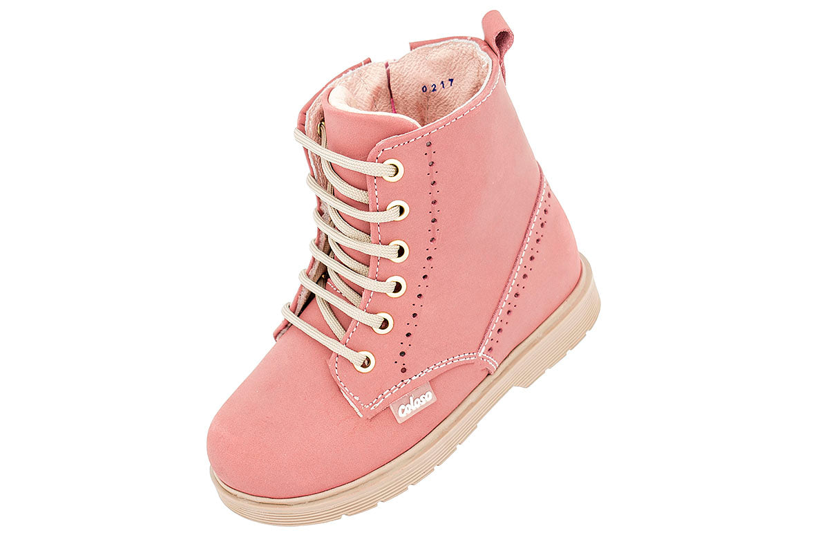 BOTA NIÑA 401704 PIEL ROSA TUBO BAJO