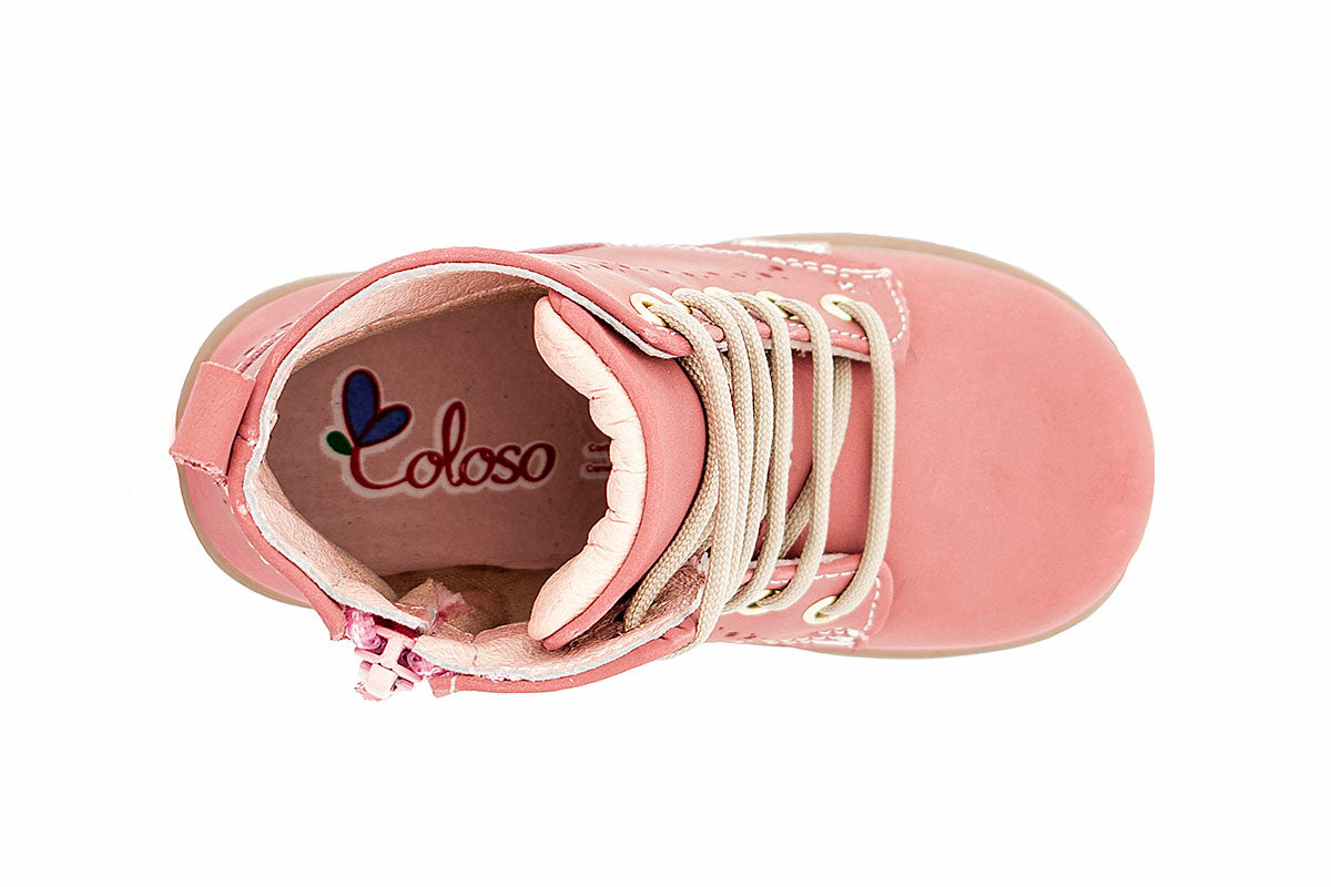 BOTA NIÑA 401704 PIEL ROSA TUBO BAJO