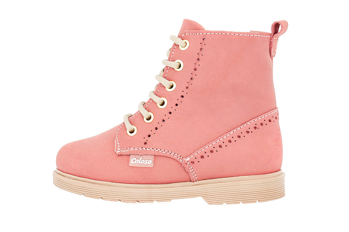 BOTA NIÑA 401704 PIEL ROSA TUBO BAJO