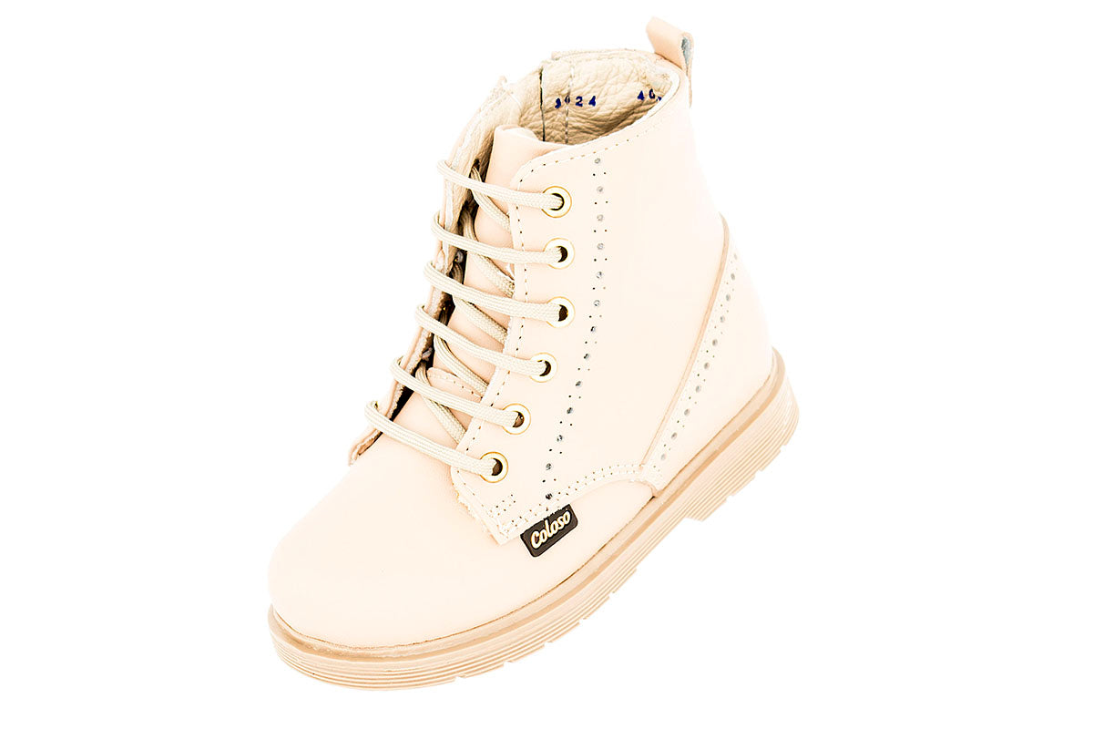 BOTA NIÑA 401705 PIEL BEIGE TUBO BAJO