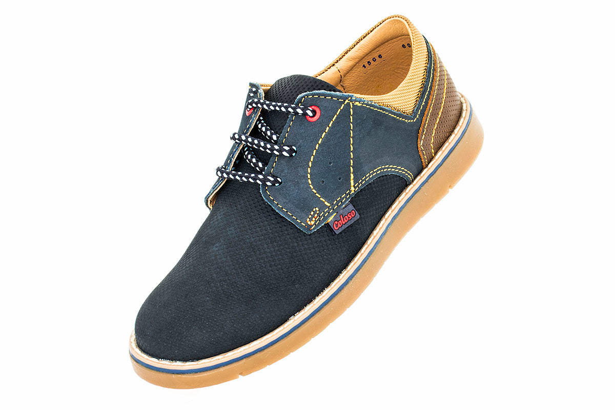 ZAPATO CASUAL NIÑO 600301 PIEL AZUL