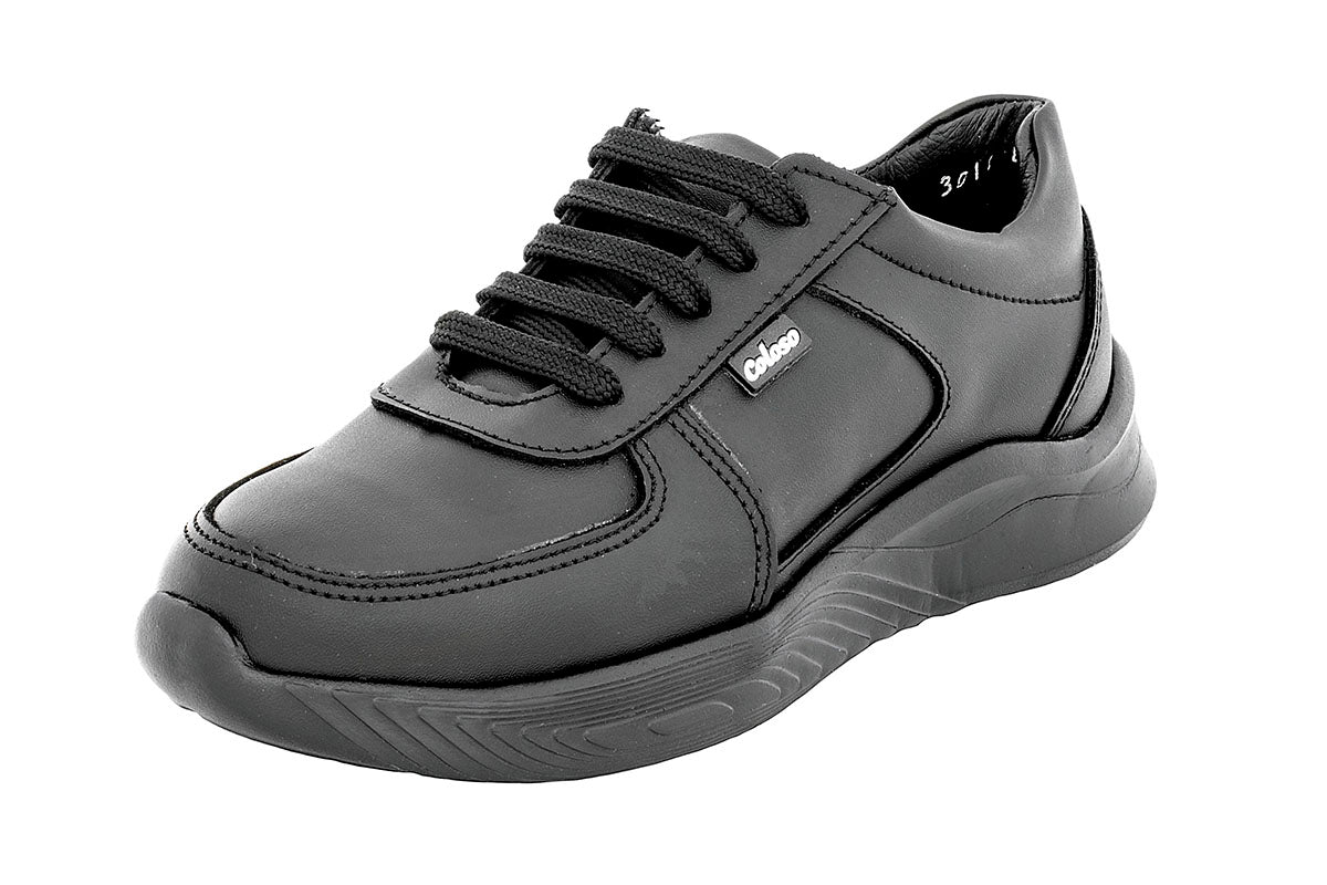 TENIS ESCOLAR PIEL NEGRA 680702 UNISEX