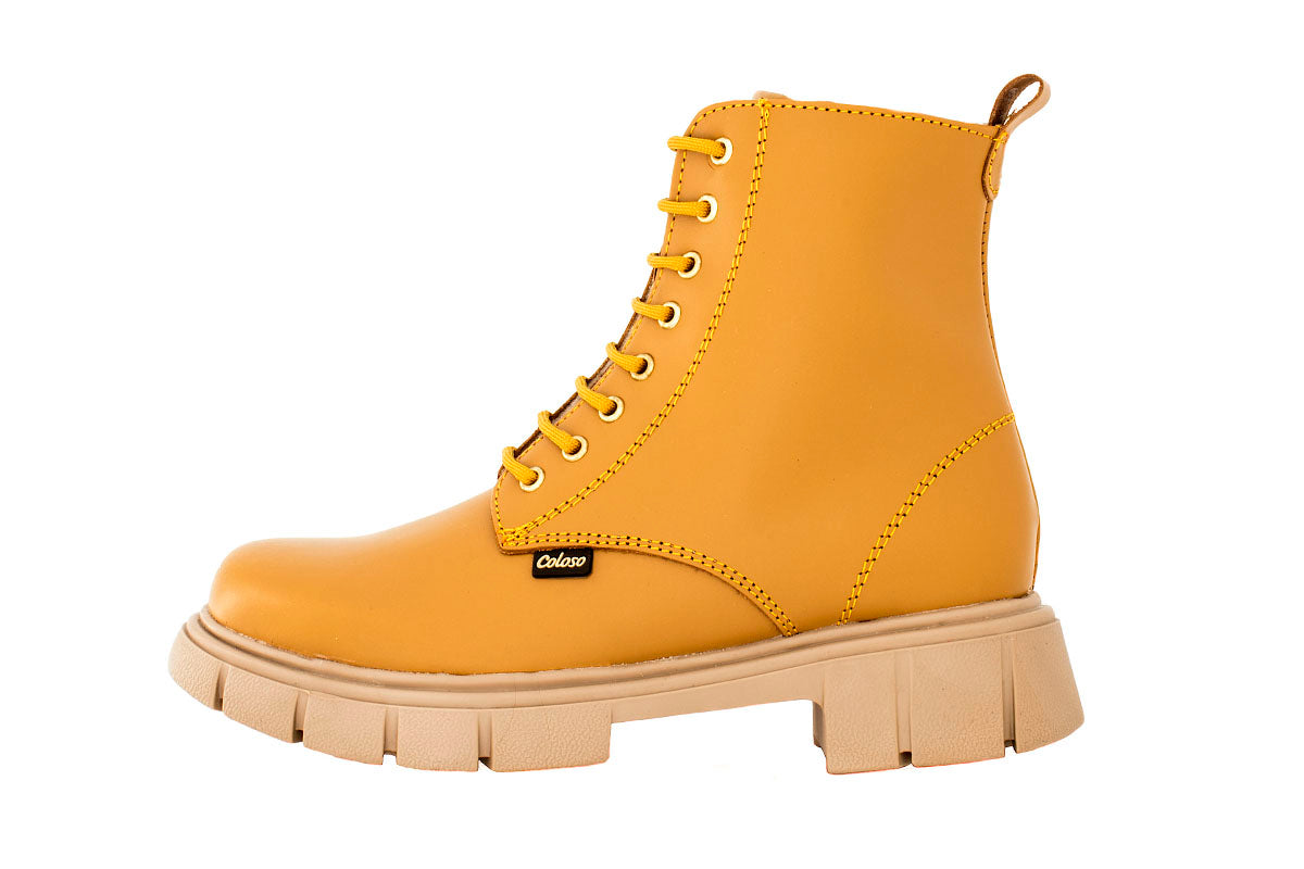 BOTA NIÑA 792509 PIEL MOSTAZA TUBO BAJO