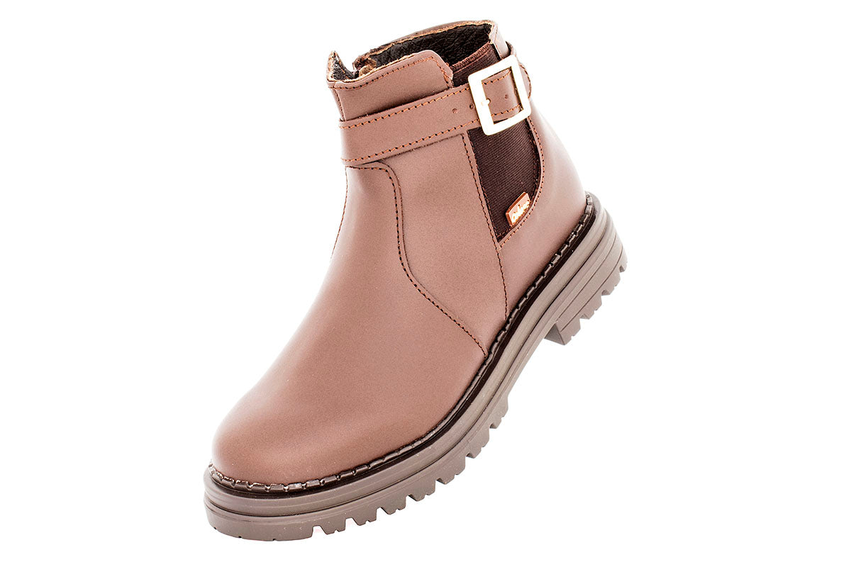 BOTA NIÑA 810912 PIEL CAFE TUBO BAJO