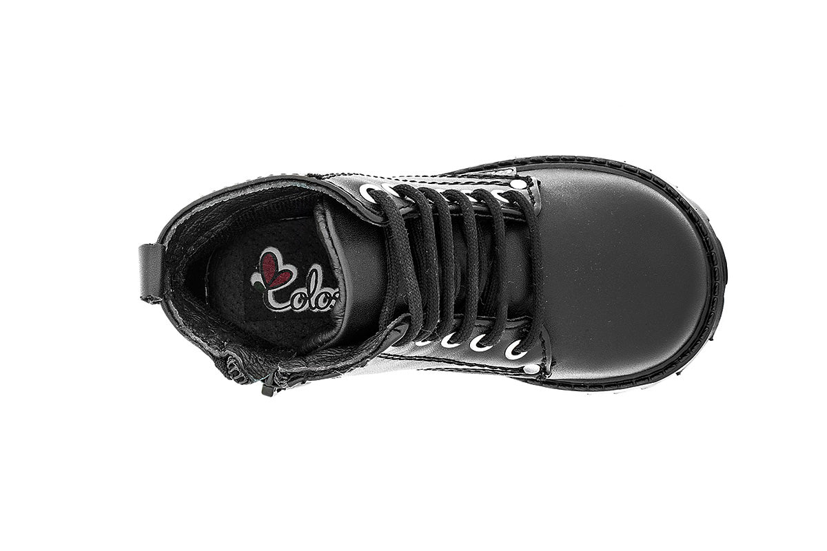BOTA NIÑA 401102 PIEL NEGRA TUBO BAJO
