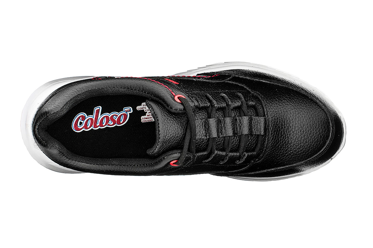 TENIS NIÑO 680003 PIEL NEGRO CASUAL