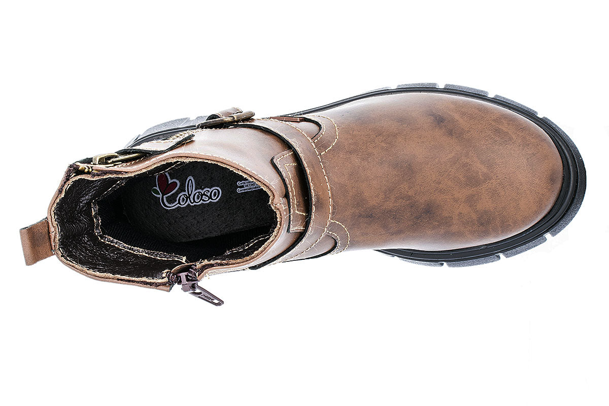 BOTA NIÑA 791004 PIEL CAFE TUBO BAJO 🔥-25%
