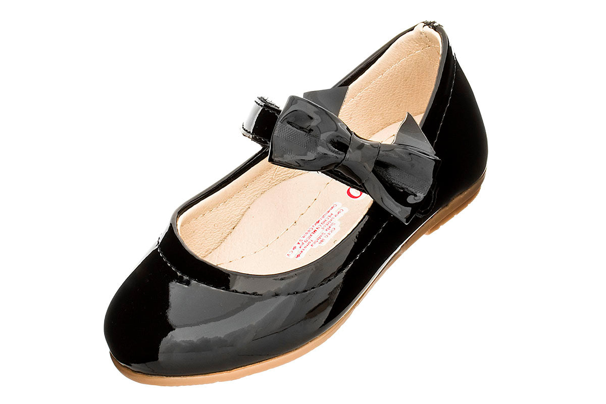 ZAPATO BALERINA PARA NIÑA 230105 CHAROL NEGRO