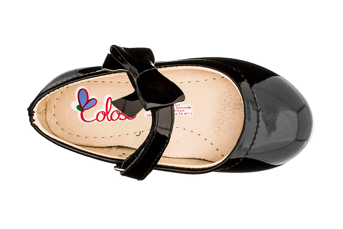 ZAPATO BALERINA PARA NIÑA 230105 CHAROL NEGRO