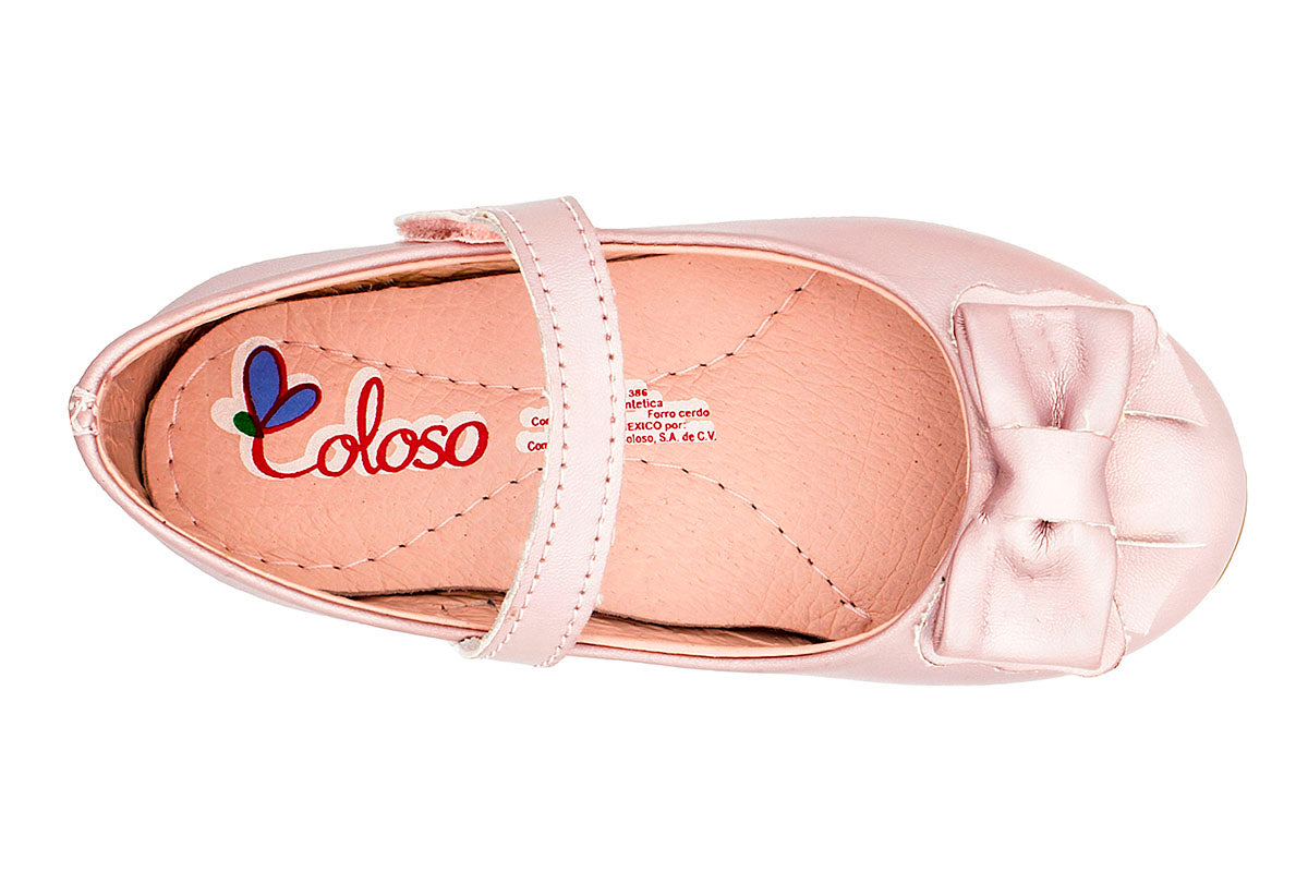 ZAPATO BALERINA PARA NIÑA 230301 NAPA METALICA ROSA