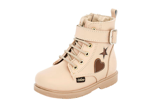 BOTA NIÑA 401604 PIEL BEIGE TUBO BAJO