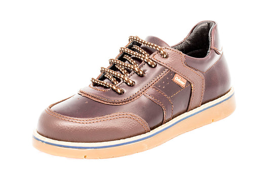 ZAPATO CASUAL NIÑO 600203 PIEL CAFE