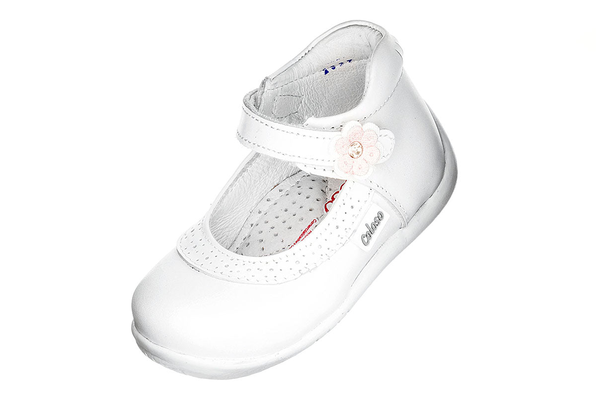 BOTITA PARA NIÑA PRIMEROS PASOS 884004 PIEL BLANCA NACARADA